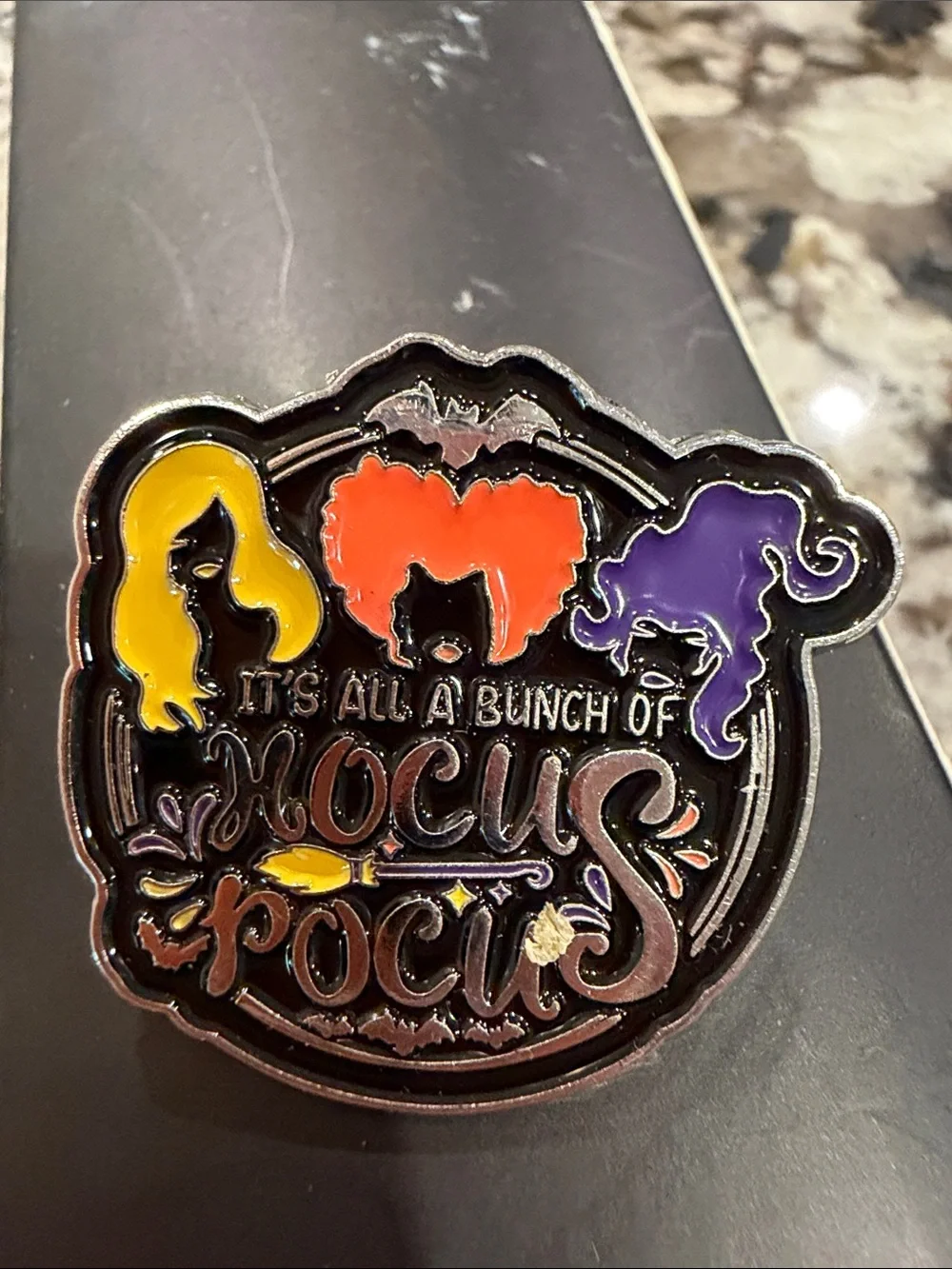 Disney Hocus Pocus Enamel Pin with Yellow, Orange, Purple Hair Silhouettes